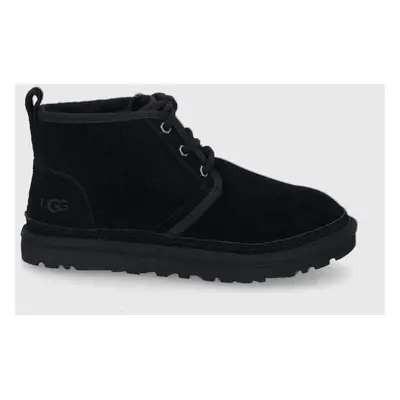 Semišové boty UGG Neumel dámské, černá barva, na plochém podpatku, zateplené, 1094269.BLK-BLK