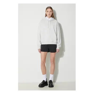 Mikina New Balance French Terry Small Logo Hoodie dámská, šedá barva, kapucí, melanžová, WT41507