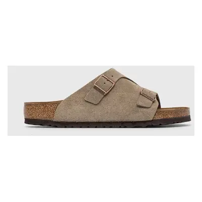 Semišové pantofle Birkenstock pánské, šedá barva