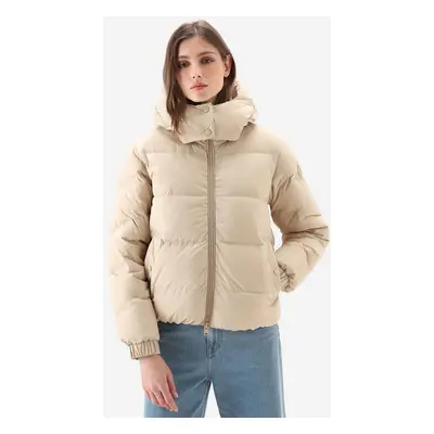 Péřová bunda Woolrich Eco Taslan Jacket CFWWOU0795FRUT3327 dámská, béžová barva, zimní