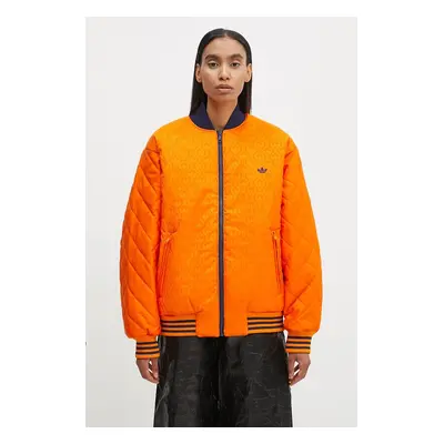 Oboustranná bomber bunda adidas Originals 70s Reversible Oversized Bomber Jacket dámská, oranžov