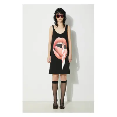 Bavlněné šaty Fiorucci Mouth Print Tank Dress černá barva, mini, oversize, W01FPDTA111CO01BK01