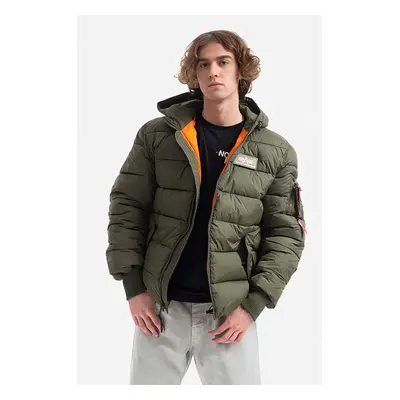 Bunda Alpha Industries Hooded Puffer Alpha FD pánská, zelená barva, zimní, 118113.257