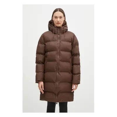 Nepromokavá bunda Rains Alta Longer Puffer Jacket W3T4 hnědá barva, zimní, 15130.23