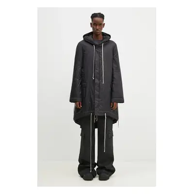 Bunda Rick Owens Fishtail pánská, černá barva, zimní, DU02D2950.NP