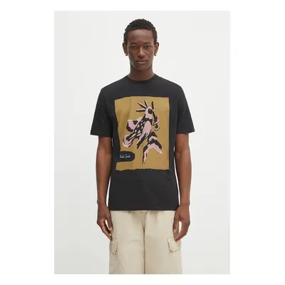 Bavlněné tričko Paul Smith pánské, černá barva, s potiskem, M1R-919T-TP4931