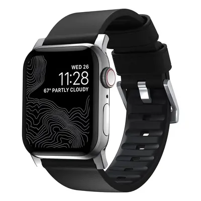 Nomad Active Pro hydrofobní kožený řemínek pro Apple Watch 44mm / 42mm - černostříbrný NM1A41SNW