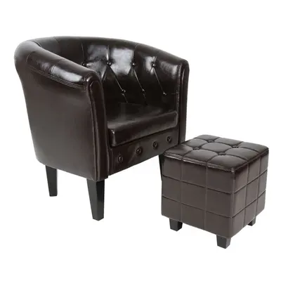 Miadomodo 74115 Křeslo s taburetem Chesterfield, hnědé