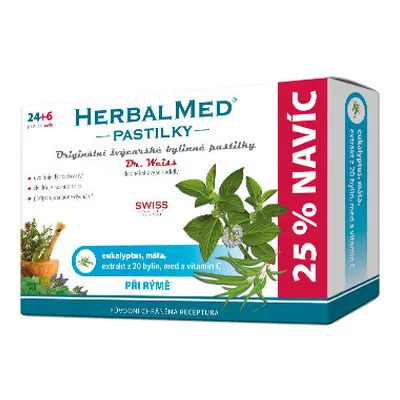 HerbalMed Dr.Weiss Eukalypt + máta + Vitamín C 30 pastilek