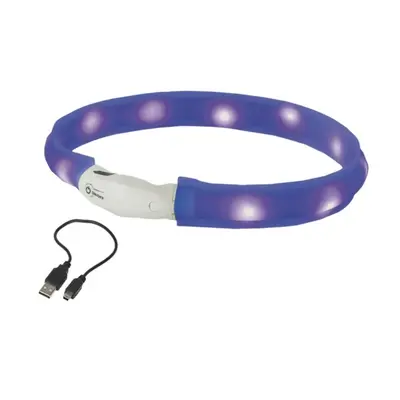 Nobby LED plochý svítící obojek pro psy modrý S 40cm