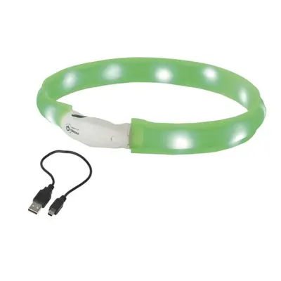 Nobby LED plochý svítící obojek pro psy zelený M 55cm