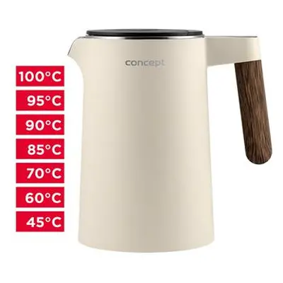 Concept Rychlovarná konvice s regulací teploty 1,5 l NORWOOD, vanilková RK3304