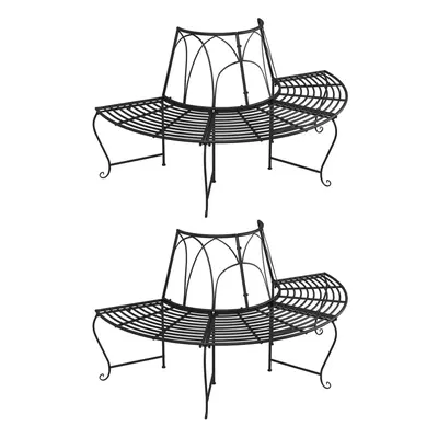 vidaXL Půlkruhové lavice kolem stromu 2 ks Ø 159 cm černé ocel