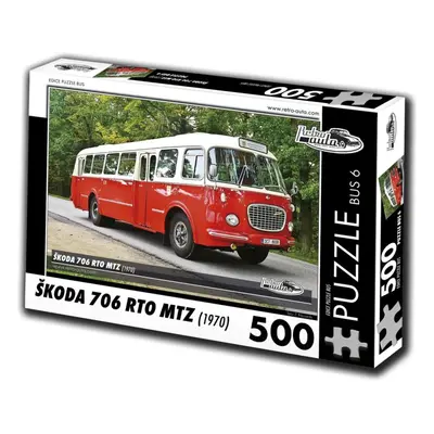 Puzzle Retro-auta Puzzle Bus č. 6 Škoda 706 RTO MTZ (1970) 500 dílků