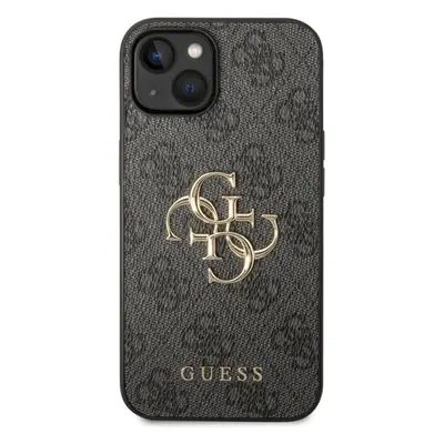 Kryt na mobil Guess PU 4G Metal Logo Zadní Kryt pro iPhone 15 Grey