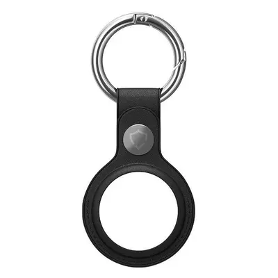 AirTag klíčenka AlzaGuard Genuine Leather Keychain pro Airtag černá