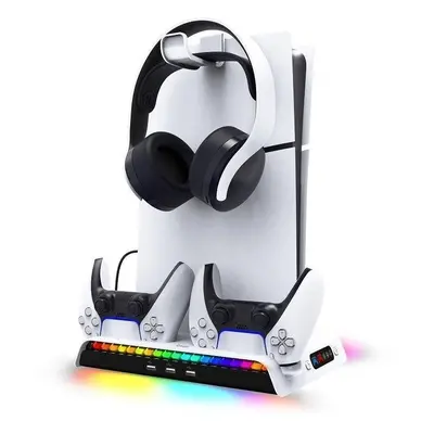 Stojan na herní konzoli iPega P5S006 Multifunkční Nabíjecí RGB Stojan s Chlazením pro PS5 Slim W