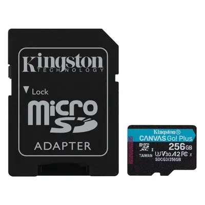 Paměťová karta Kingston MicroSDXC 256GB Canvas Go! Plus + SD adaptér