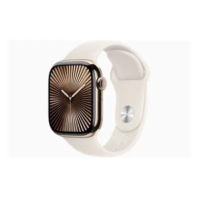 Chytré hodinky Apple Watch Series 10 46mm Cellular Zlatý titan s hvězdně bílým sportovním řemínk