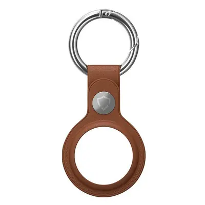 AirTag klíčenka AlzaGuard Genuine Leather Keychain pro Airtag sedlově hnědá