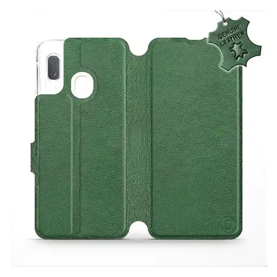 Kryt na mobil Flip pouzdro na mobil Samsung Galaxy A20e - Zelené - kožené -   Green Leather