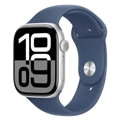 Chytré hodinky Apple Watch Series 10 42mm Cellular Stříbrný hliník s denimovým sportovním řemínk