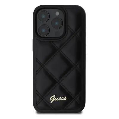 Kryt na mobil Guess PU Leather Quilted Zadní Kryt pro iPhone 16 Pro Black