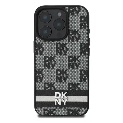 Kryt na mobil DKNY PU Leather Checkered Pattern and Stripe Zadní Kryt pro iPhone 16 Pro Max Blac