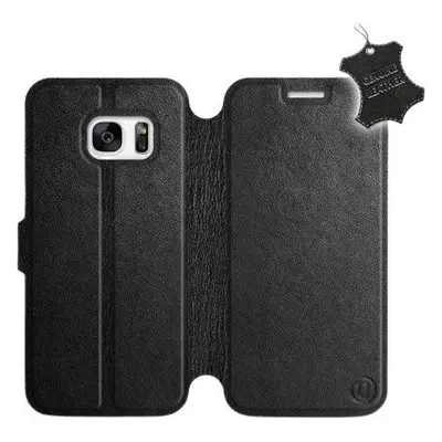 Kryt na mobil Flip pouzdro na mobil Samsung Galaxy S7 - Černé - kožené - Black Leather