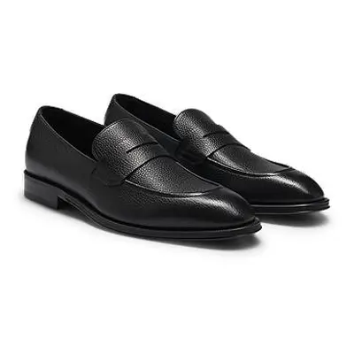 Apron-toe slip-on loafers in grained leather