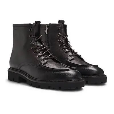 Grained-leather half boots with apron toe