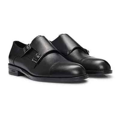 Leather monk shoes with double strap