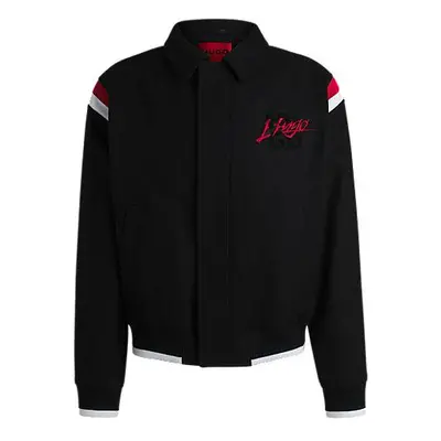 Wool-blend slim-fit jacket with double logos