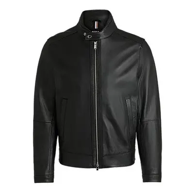 Regular-fit jacket in grained leather