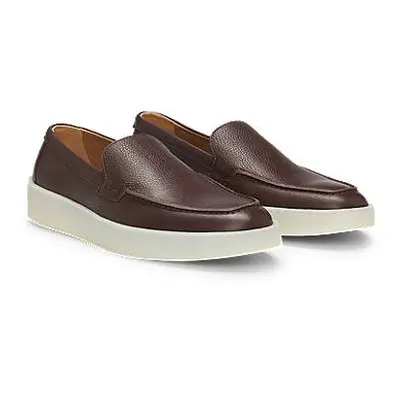 Grained-leather loafers with embossed branding