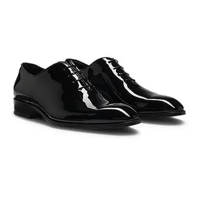 Patent-leather Oxford shoes with collar piping