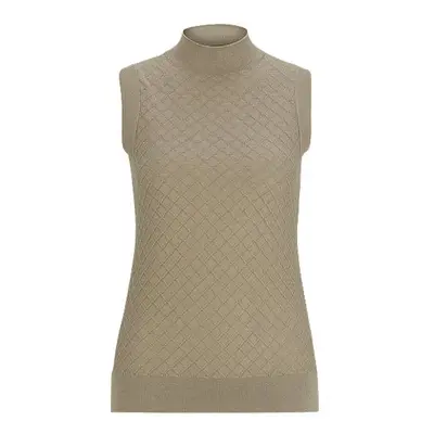 Sleeveless rollneck top in silk and cotton