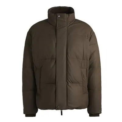 BOSS x ASTON MARTIN leather puffer jacket with wool ribbing