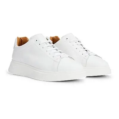 Leather trainers with rubber outsole