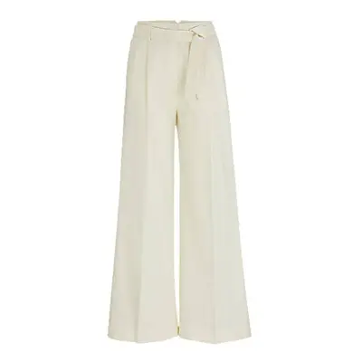 Wide-leg trousers in wool, linen and stretch