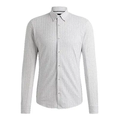 Slim-fit shirt in patterned performance-stretch fabric