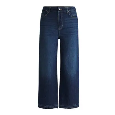 Wide-leg jeans in indigo stretch denim