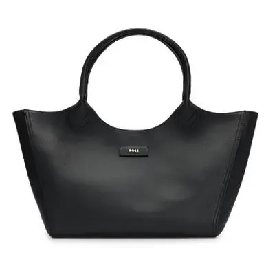 Grained-leather tote bag with polished logo lettering