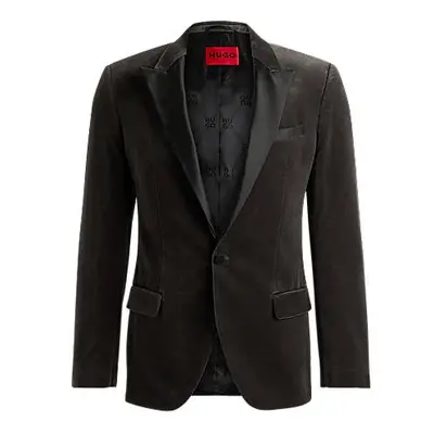 Slim-fit evening jacket in performance-stretch cotton velvet