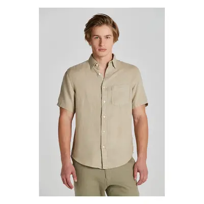 KOŠILE GANT REG GMNT DYED LINEN SS SHIRT CONCRETE BEIGE 90826152