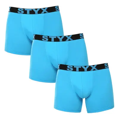 3PACK pánské boxerky Styx long sportovní guma světle modré (3U1169) 88614431