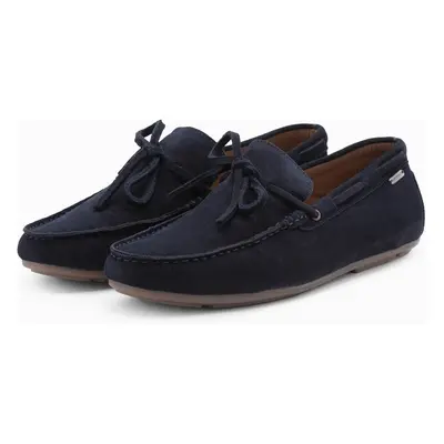 Ombre Mens leather moccasin shoes with thong and driver sole - navy 99808150