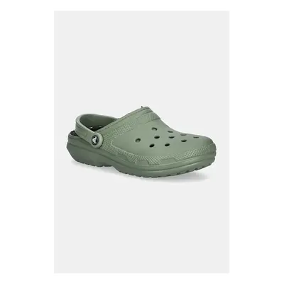 Pantofle Crocs Classic Lined Clog pánské, zelená barva, 203591 100028172