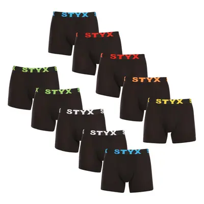 10PACK pánské boxerky Styx long sportovní guma černé (10U9601) 96375365