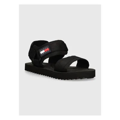 Sandály Tommy Jeans TJM SANDAL LUXE pánské, černá barva, EM0EM01387 91845390